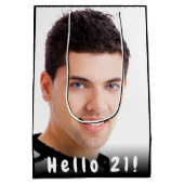 21e verjaardag aangepaste foto hallo 21 man zwart medium cadeauzakje (Achterkant)