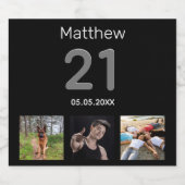 21e verjaardag aangepaste foto monogram man bier etiket (Enkel label)