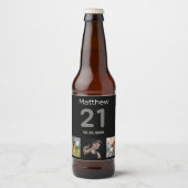 21e verjaardag aangepaste foto monogram man bier etiket (Voorkant)