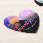 21e Verjaardag aangepaste foto paarse roze zwart Kartonnen Onderzetters (Gekanteld)