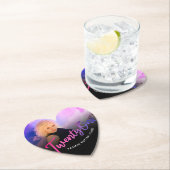 21e Verjaardag aangepaste foto paarse roze zwart Kartonnen Onderzetters (Insitu)