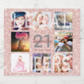 21e verjaardag aangepaste foto roos goud legale gl sparkling wijnetiket (Enkel label)