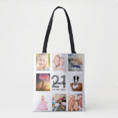 21e verjaardag aangepaste fotocollage vrouw wit tote bag (Voorkant)