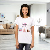 21e verjaardag aangepaste fotoroze monogram vrouw t-shirt