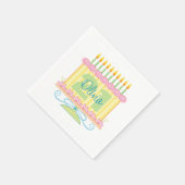 21e verjaardag aangepaste naam bloemencake servet (Hoek)