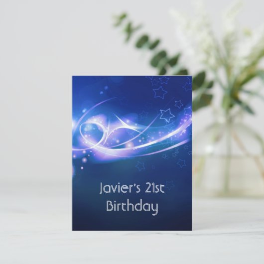 21e verjaardag Abstracte blauwe explode moderne 2 Kaart (Staand voorkant)