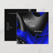 21e verjaardag Abstracte zwarte blauwe Mannen Kaart (Voorkant / Achterkant)