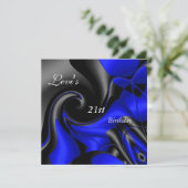 21e verjaardag Abstracte zwarte blauwe Mannen Kaart (Staand voorkant)