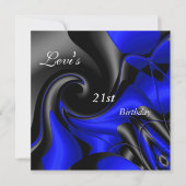 21e verjaardag Abstracte zwarte blauwe Mannen Kaart (Voorkant)