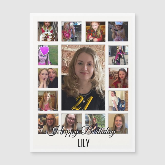 21e verjaardag Amandelbloesem blauw-crème (Voorkant)