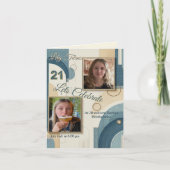 21e verjaardag Amandelbloesem blauw-crème Aankondiging (Voorkant)