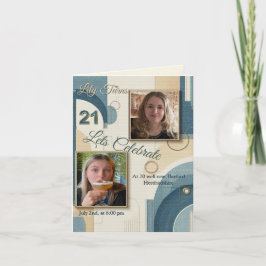 21e verjaardag Amandelbloesem blauw-crème Aankondiging