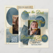 21e verjaardag Amandelbloesem blauw-crème Aankondiging (Voorkant / Achterkant)