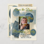 21e verjaardag Amandelbloesem blauw-crème Aankondiging (Voorkant / Achterkant)