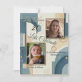 21e verjaardag Amandelbloesem blauw-crème Aankondiging (Voorkant)