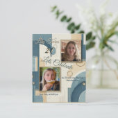 21e verjaardag Amandelbloesem blauw-crème Aankondiging (Staand voorkant)