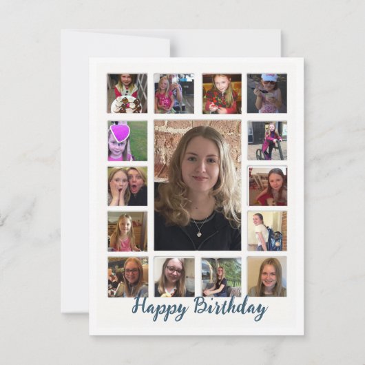 21e Verjaardag Amandelbloesem blauw-crème Aankondiging (Achterkant)