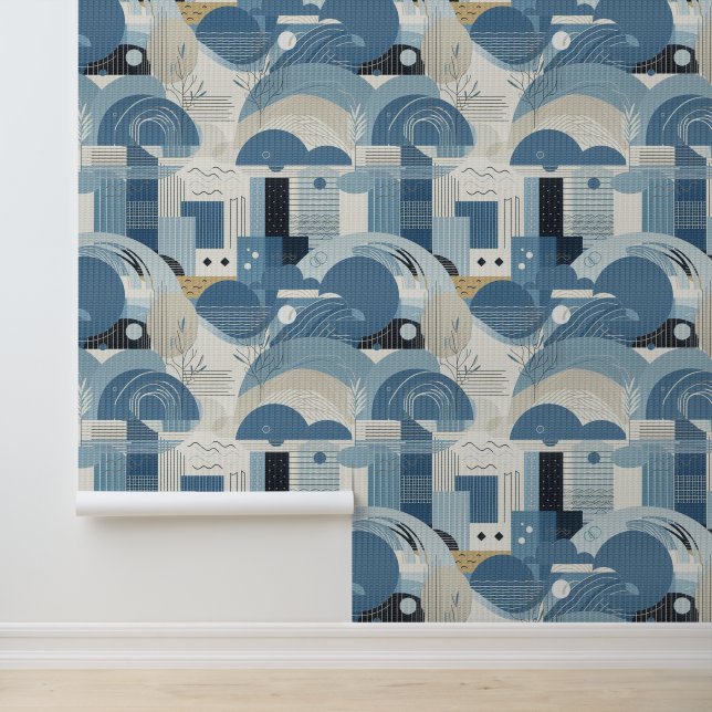 21e verjaardag Amandelbloesem blauw-crème Behang (Applicatie)