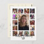 21e verjaardag Amandelbloesem blauw-crème Briefkaart (Voorkant / Achterkant)