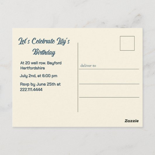 21e verjaardag Amandelbloesem blauw-crème Briefkaart (Achterkant)