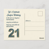 21e verjaardag Amandelbloesem blauw-crème Briefkaart (Achterkant)