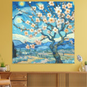 21e verjaardag Amandelbloesem blauw-crème Canvas Afdruk (Insitu (Woonkamer))