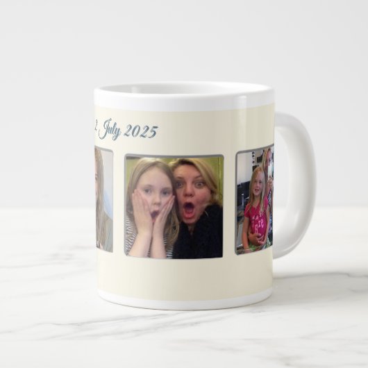 21e verjaardag Amandelbloesem blauw-crème Grote Koffiekop (Voorkant rechts)