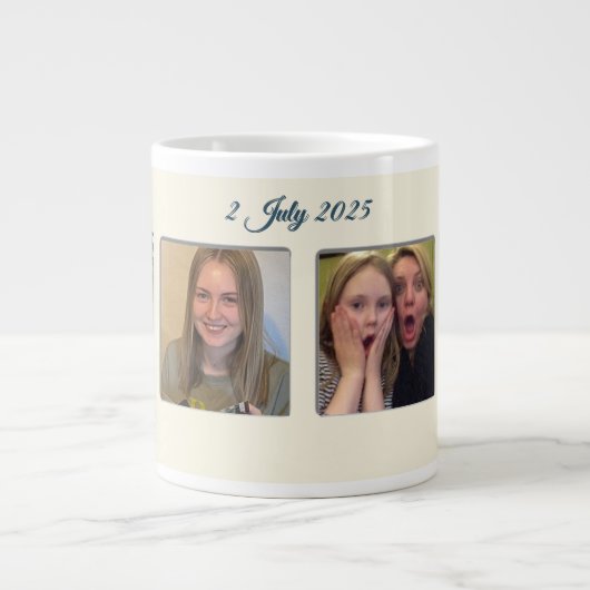 21e verjaardag Amandelbloesem blauw-crème Grote Koffiekop (Voorkant)