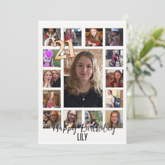 21e verjaardag Amandelbloesem blauw-crème Kaart (Staand voorkant)