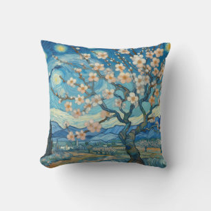 21e verjaardag Amandelbloesem blauw-crème Kussen