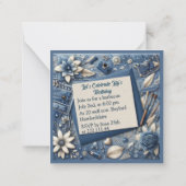 21e verjaardag Amandelbloesem blauw-crème Notitiekaartje (Achterkant)