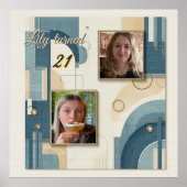 21e verjaardag Amandelbloesem blauw-crème Poster (Voorkant)