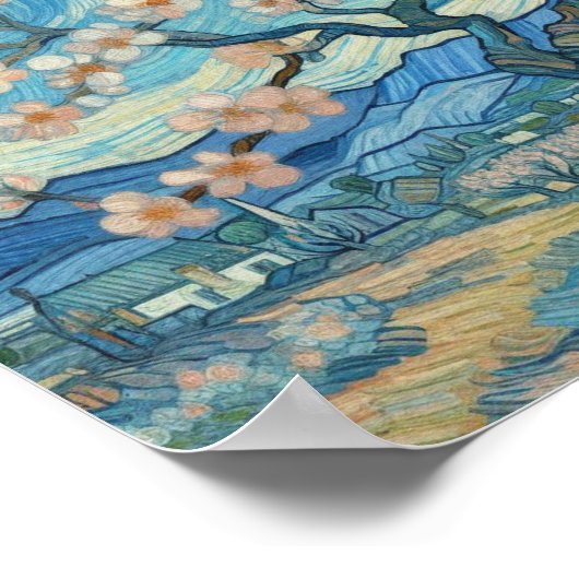 21e verjaardag Amandelbloesem blauw-crème Poster (Hoek)