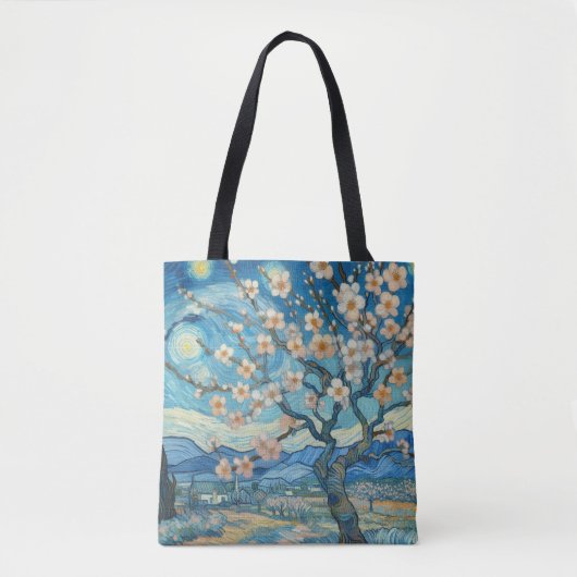 21e verjaardag Amandelbloesem blauw-crème Tote Bag (Voorkant)