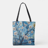21e verjaardag Amandelbloesem blauw-crème Tote Bag (Achterkant)