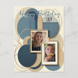 21e verjaardag Amandelbloesem blauw-crème Uitnodig Uitnodiging Briefkaart