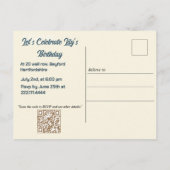 21e verjaardag Amandelbloesem blauw-crème Uitnodiging Briefkaart (Achterkant)