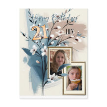 21e verjaardag Amandelbloesem blauw-crème