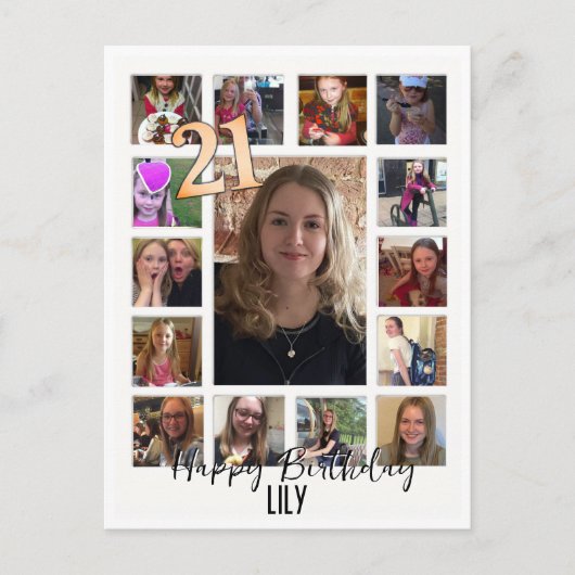 21e verjaardag Amandelbloesem blauw-crème Uitnodiging Briefkaart