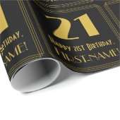 21e verjaardag ~ Art Deco geïnspireerd look "21",  Cadeaupapier (Rol Hoek)