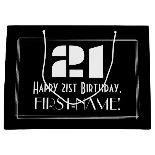 21e verjaardag ~ Art Deco geïnspireerd look "21" + Groot Cadeauzakje (Voorkant)