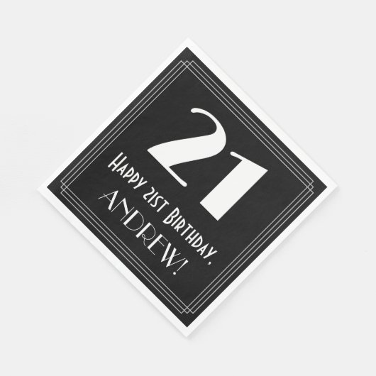 21e verjaardag ~ Art Deco geïnspireerd look "21",  Servet (Hoek)