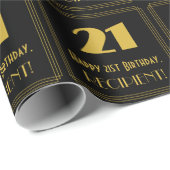 21e verjaardag - Art Deco geïnspireerde look "21" Cadeaupapier (Rol Hoek)