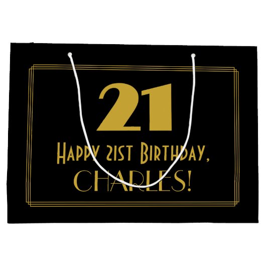 21e verjaardag — Art Deco geïnspireerde look "21"  Groot Cadeauzakje (Achterkant)