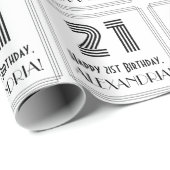 21e verjaardag: Art Deco geïnspireerde stijl "21"  Cadeaupapier (Rol Hoek)