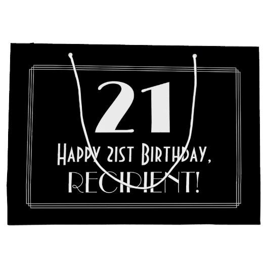 21e verjaardag: Art Deco geïnspireerde stijl "21", Groot Cadeauzakje (Achterkant)