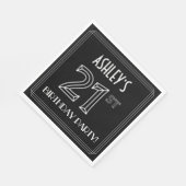 21e verjaardag: Art Deco Style + aangepaste naam Servet (Hoek)