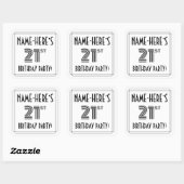 21e verjaardag: Art Deco Style + aangepaste naam Vierkante Sticker (Vel)