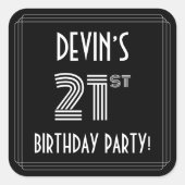 21e verjaardag: Art Deco Style en aangepaste naam Vierkante Sticker (Voorkant)