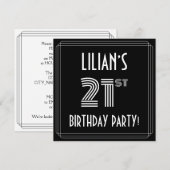 21e verjaardag: Art Deco Style met aangepaste naam Kaart (Voorkant / Achterkant)
